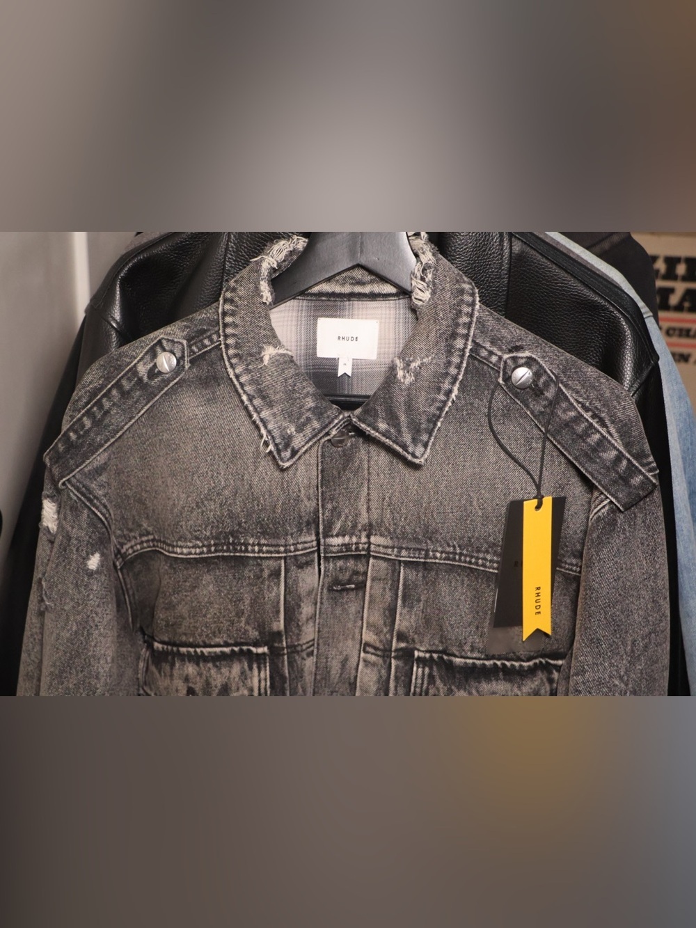 Rhude Drop Neck Denim Trucker Jacket - Picture 2 of 9